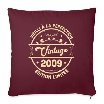 Vintage 2009 Idée Cadeau D Anniversaire Rétro 2009 - Housse de coussin décorative 45 x 45 cm - bordeaux - Devant