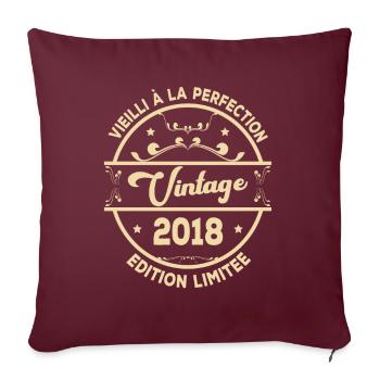Vintage 2018 Idée Cadeau D Anniversaire Rétro 2018 - Housse de coussin décorative 45 x 45 cm - bordeaux - Devant