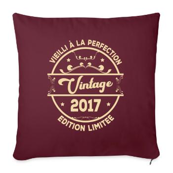 Vintage 2017 Idée Cadeau D Anniversaire Rétro 2017 - Housse de coussin décorative 45 x 45 cm - bordeaux - Devant