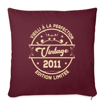Vintage 2011 Idée Cadeau D Anniversaire Rétro 2011 - Housse de coussin décorative 45 x 45 cm - bordeaux - Devant
