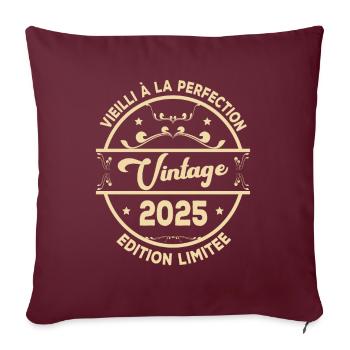 Vintage 2025 Idée Cadeau D Anniversaire Rétro 2025 - Housse de coussin décorative 45 x 45 cm - bordeaux - Devant