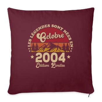 Les Légendes Sont Nées En Octobre 2004 - Housse de coussin décorative 45 x 45 cm - bordeaux - Devant