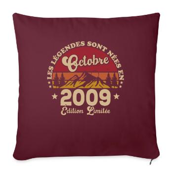 Les Légendes Sont Nées En Octobre 2009 - Housse de coussin décorative 45 x 45 cm - bordeaux - Devant