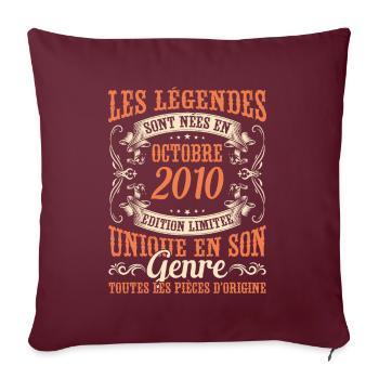 Les Légendes Sont Nées En Octobre 2010 Cadeau - Housse de coussin décorative 45 x 45 cm - bordeaux - Devant