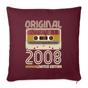 Vintage Geburtstag Original Geschenkidee 2008 - Sofakissenbezug 45 x 45 cm - Burgunderrot - Vorne