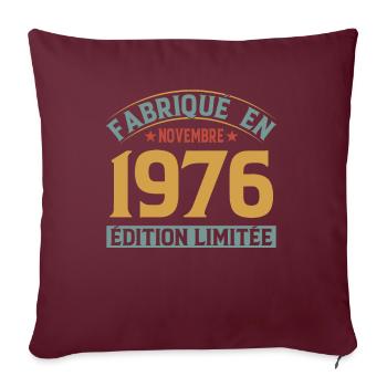 Fabriqué En Novembre 1976 Édition Limitée - Housse de coussin décorative 45 x 45 cm - bordeaux - Devant