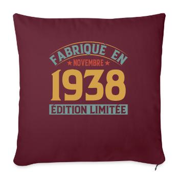 Fabriqué En Novembre 1938 Édition Limitée - Housse de coussin décorative 45 x 45 cm - bordeaux - Devant