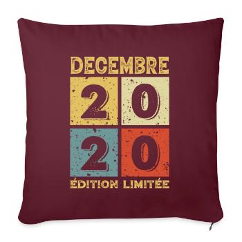 Anniversaire Vintage Idée Cadeau Décembre 2020 - Housse de coussin décorative 45 x 45 cm - bordeaux - Devant