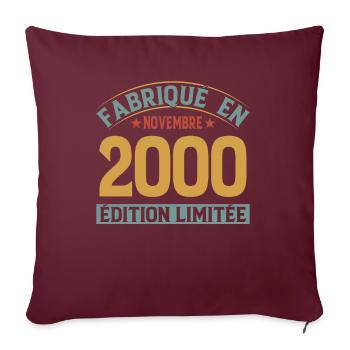 Fabriqué En Novembre 2000 Édition Limitée - Housse de coussin décorative 45 x 45 cm - bordeaux - Devant