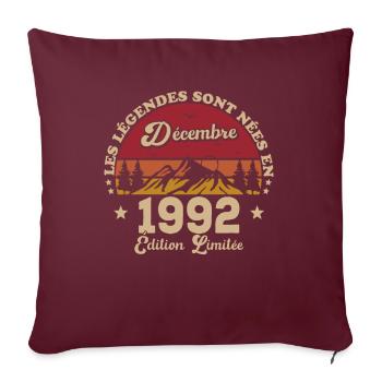 Les Légendes Sont Nées En Décembre 1992 - Housse de coussin décorative 45 x 45 cm - bordeaux - Devant