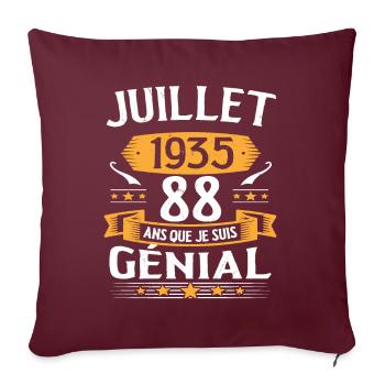 Juillet 1935 88 Ans Que Je Suis Génial Cadeau - Housse de coussin décorative 45 x 45 cm - bordeaux - Devant