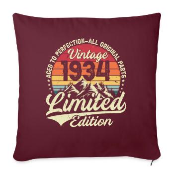 Cadeau D'anniversaire Vintage 1934 Édition Limitée - Housse de coussin décorative 45 x 45 cm - bordeaux - Devant