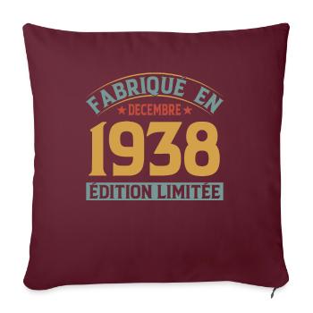 Fabriqué En Décembre 1938 Édition Limitée - Housse de coussin décorative 45 x 45 cm - bordeaux - Devant