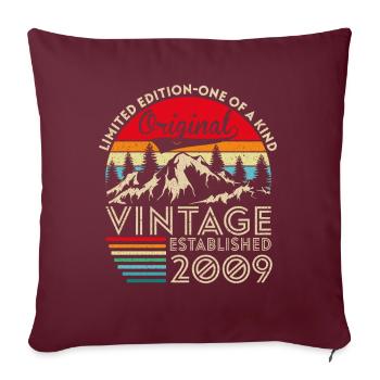 Original Vintage Établi En 2009 Anniversaire - Housse de coussin décorative 45 x 45 cm - bordeaux - Devant