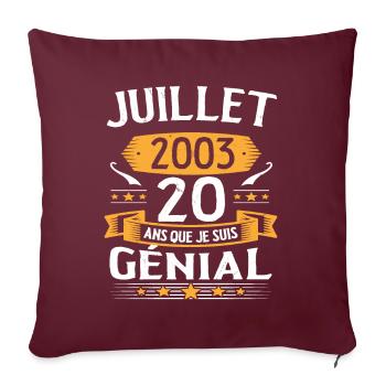 Juillet 2003 20 Ans Que Je Suis Génial Cadeau - Housse de coussin décorative 45 x 45 cm - bordeaux - Devant