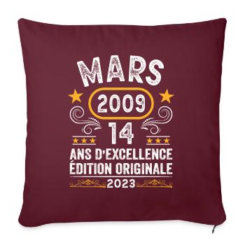 Anniversaire Vintage Idée Cadeau Mars 2009 14 - Housse de coussin décorative 45 x 45 cm - bordeaux - Devant