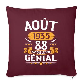 Août 1935 88 Ans Que Je Suis Génial Cadeau - Housse de coussin décorative 45 x 45 cm - bordeaux - Devant