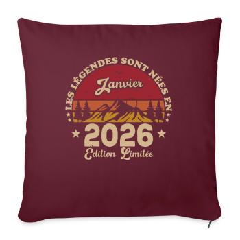 Les Légendes Sont Nées En Janvier 2026 - Housse de coussin décorative 45 x 45 cm - bordeaux - Devant