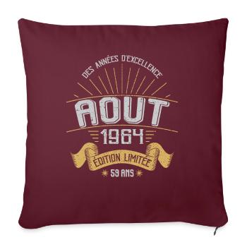 Août 1964 59 Ans Anniversaire Vintage Cadeau - Housse de coussin décorative 45 x 45 cm - bordeaux - Devant