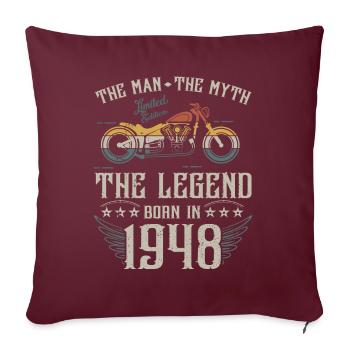 L'homme Le Mythe La Légende Né En 1948 Cadeau - Housse de coussin décorative 45 x 45 cm - bordeaux - Devant