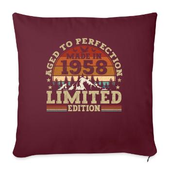 Collection Anniversaire Vintage 1958 - Housse de coussin décorative 45 x 45 cm - bordeaux - Devant