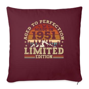 Collection Anniversaire Vintage 1951 - Housse de coussin décorative 45 x 45 cm - bordeaux - Devant