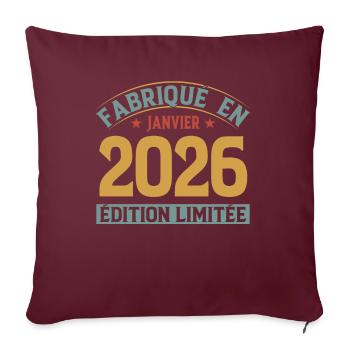 Fabriqué En Janvier 2026 Édition Limitée - Housse de coussin décorative 45 x 45 cm - bordeaux - Devant
