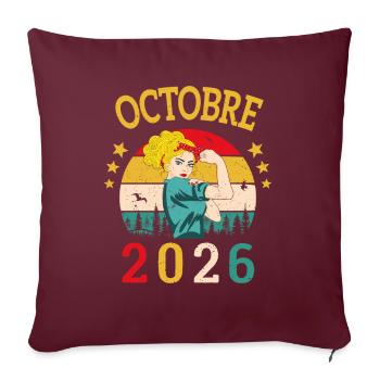 Octobre 2026 Anniversaire Vintage Idée Cadeau - Housse de coussin décorative 45 x 45 cm - bordeaux - Devant