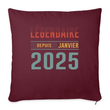 Légendaire Depuis Janvier 2025 Anniversaire - Housse de coussin décorative 45 x 45 cm - bordeaux - Devant