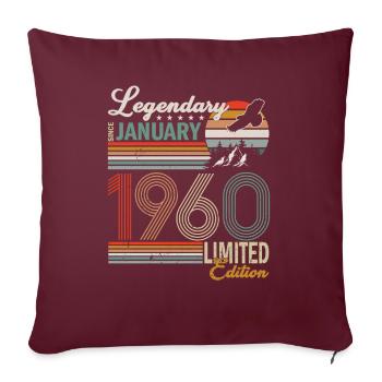 Cadeau d’anniversaire Janvier 1960. Janvier 1960. - Housse de coussin décorative 45 x 45 cm - bordeaux - Devant