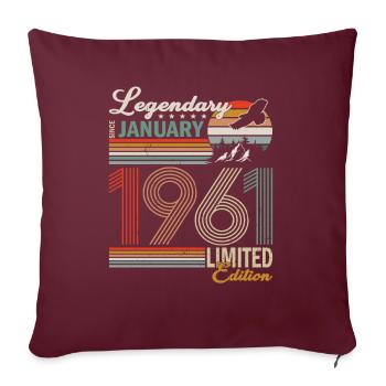 Cadeau d’anniversaire Janvier 1961 Edition Limitée - Housse de coussin décorative 45 x 45 cm - bordeaux - Devant