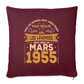Mars 1955 | Mars 1955 anniversaire 1955 - Housse de coussin décorative 45 x 45 cm - bordeaux - Devant