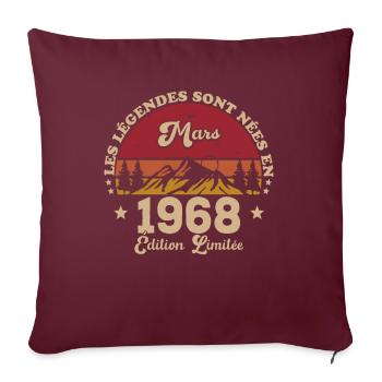 Mars 1968 anniversaire 1968 Retro 1968 Mars - Housse de coussin décorative 45 x 45 cm - bordeaux - Devant