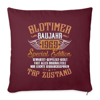 Oldtimer 1969 54. Geburtstag Geschenk Herren - Sofakissenbezug 45 x 45 cm - Burgunderrot - Vorne