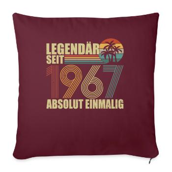 1967| Vintage Légendaire depuis 1967 anniversaire - Housse de coussin décorative 45 x 45 cm - bordeaux - Devant