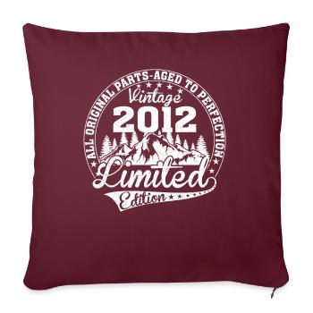T-shirt rétro 2012 12 millésime 2012 - Housse de coussin décorative 45 x 45 cm - bordeaux - Devant