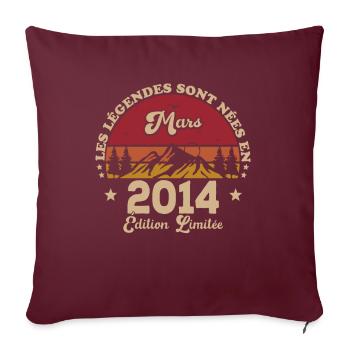 Mars 2014 | Mars 2014 anniversaire 2014 - Housse de coussin décorative 45 x 45 cm - bordeaux - Devant