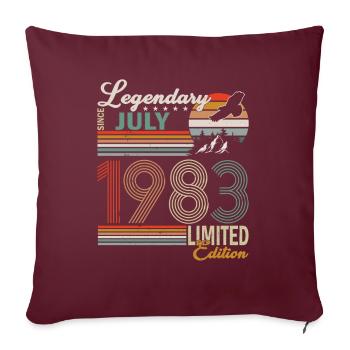 Les légendes sont nées en juillet 1983 - Housse de coussin décorative 45 x 45 cm - bordeaux - Devant