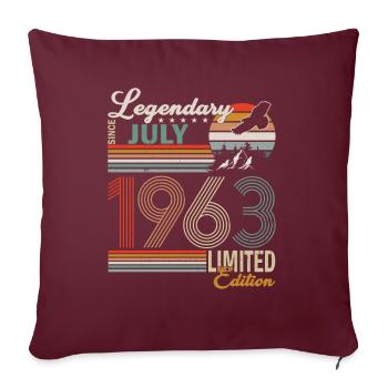 Né en juillet 1963 - Housse de coussin décorative 45 x 45 cm - bordeaux - Devant