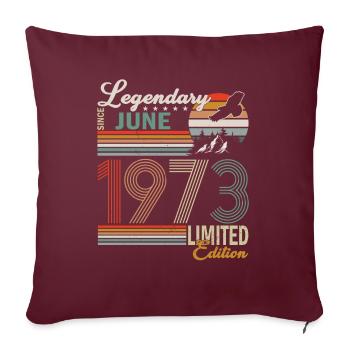 Juin 1973 Juin Cadeau d’anniversaire Juin 1973 - Housse de coussin décorative 45 x 45 cm - bordeaux - Devant