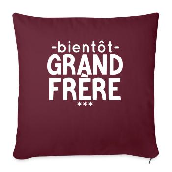 Bientôt Grand Frère - Housse de coussin décorative 45 x 45 cm - bordeaux - Devant