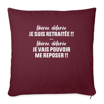 Retraitée Libérée - Housse de coussin décorative 45 x 45 cm - bordeaux - Devant