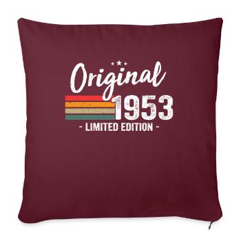 Vintage Geburtstagsgeschenk 1953 - Limitierte Auflage - Sofakissenbezug 45 x 45 cm - Burgunderrot - Vorne