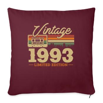 Cadeau d'anniversaire Vintage 1993 Édition Limitée - Housse de coussin décorative 45 x 45 cm - bordeaux - Devant