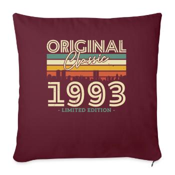 Anniversaire Vintage 1993 Édition Limité - Housse de coussin décorative 45 x 45 cm - bordeaux - Devant