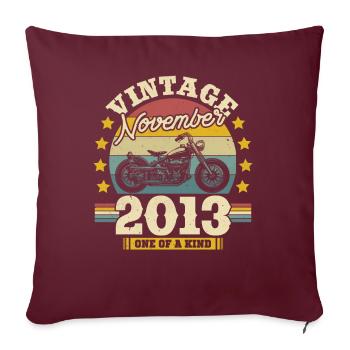 Vintage Novembre 2013 - 10 ans - Unique - Housse de coussin décorative 45 x 45 cm - bordeaux - Devant