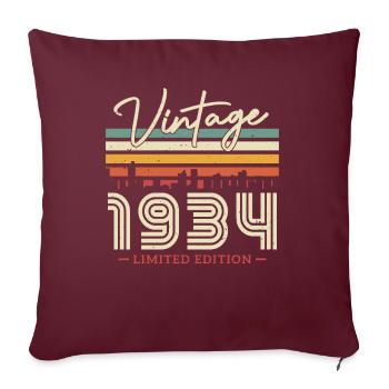 Millésime 1934 - 90 ans édition limitée - Housse de coussin décorative 45 x 45 cm - bordeaux - Devant