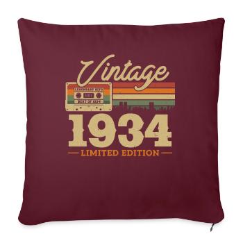 Millésime 1934 - 90 ans édition limitée - Housse de coussin décorative 45 x 45 cm - bordeaux - Devant