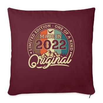 Millésime 2022 - Cadeau d’anniversaire semestriel - Housse de coussin décorative 45 x 45 cm - bordeaux - Devant