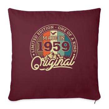 Millésime 1959 - Cadeau d’anniversaire - Housse de coussin décorative 45 x 45 cm - bordeaux - Devant